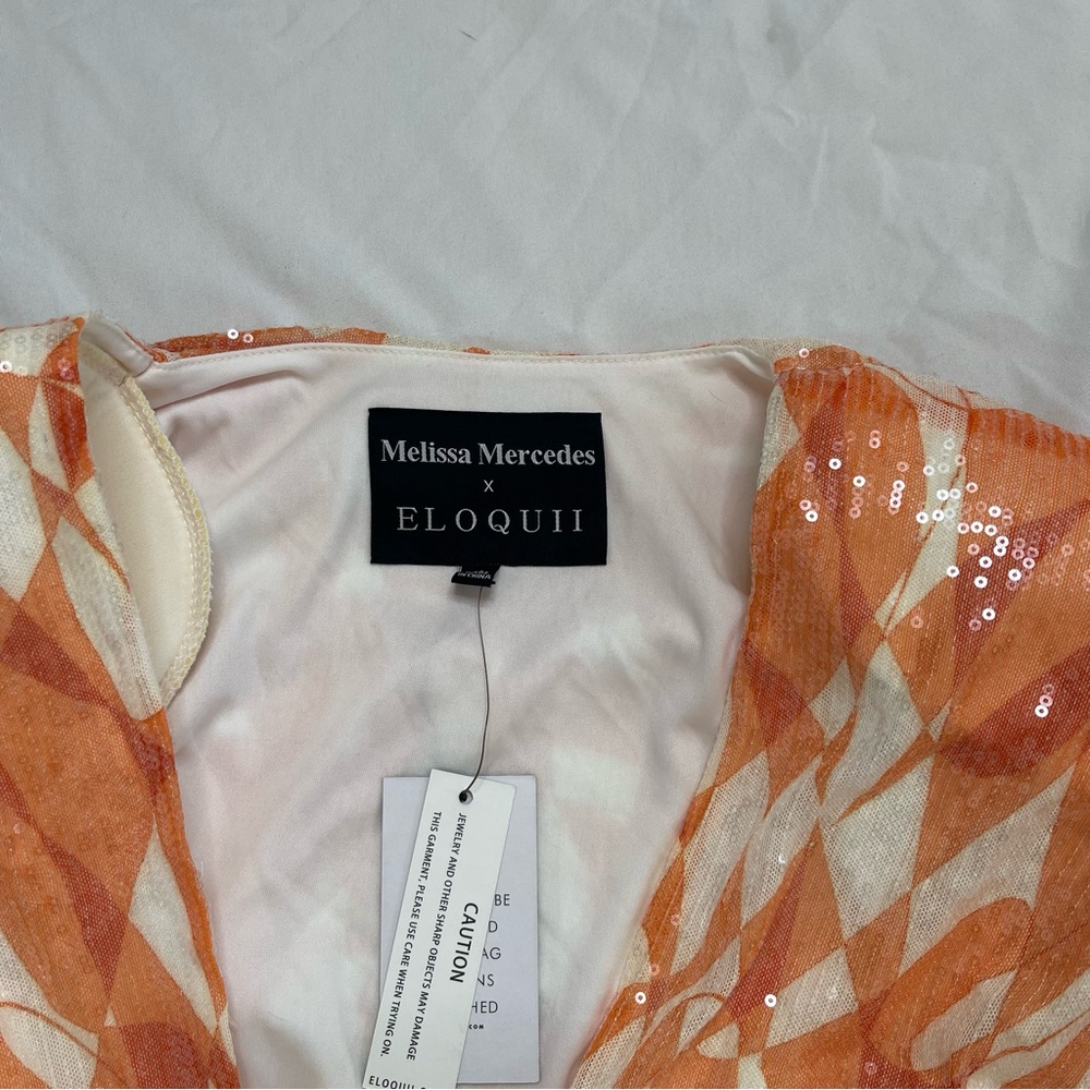 Eloquii Orange and Pink Tie-Front Mini Dress - Picture 8 of 13